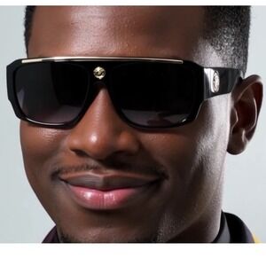 Black Sunglasses Gold Accent Square Frame UV400 Protection Driving Outdoor Gafas